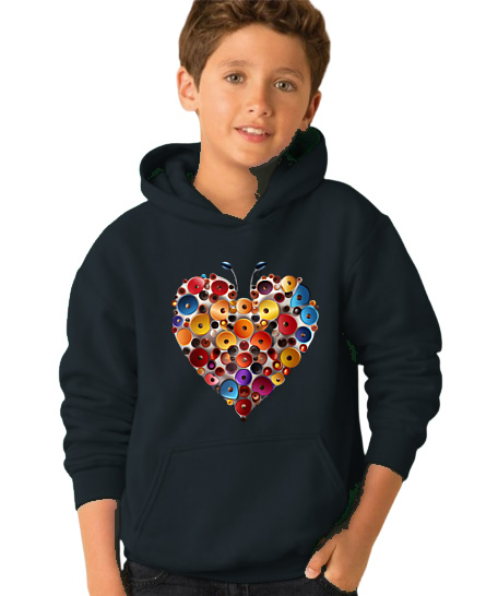 Kids Hoodie - Ladybug of Hearts and Rainbow