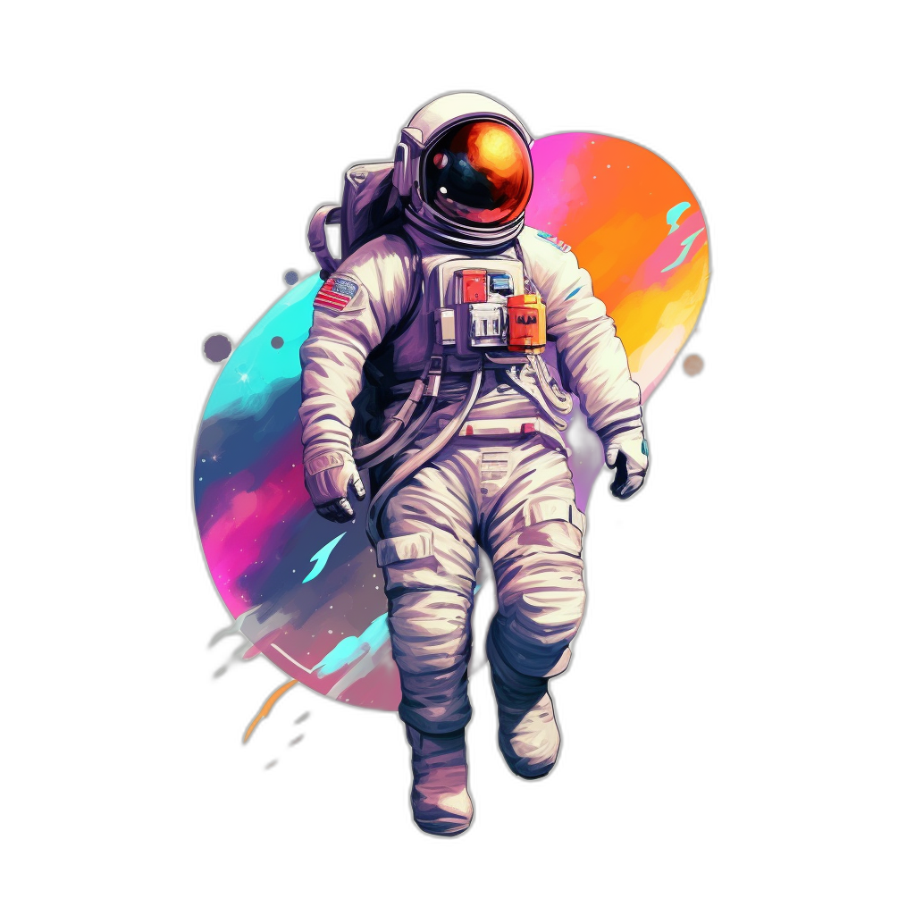 V-Neck T-Shirt: Simple Colorful Astronaut