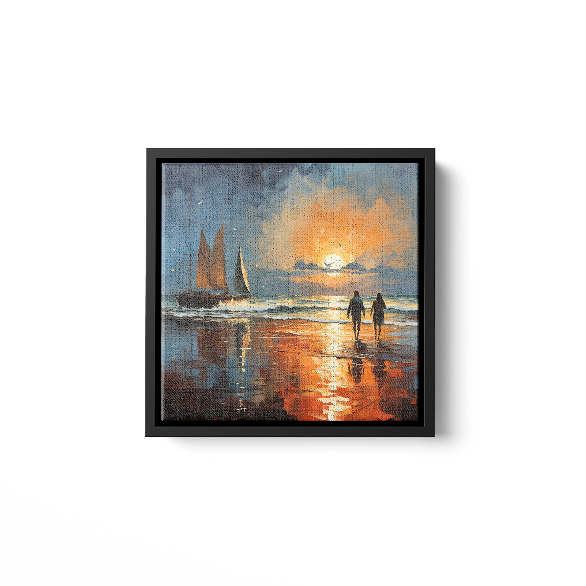 Framed Matte Canvas - Leonid Afremov: Sunset & Ocean