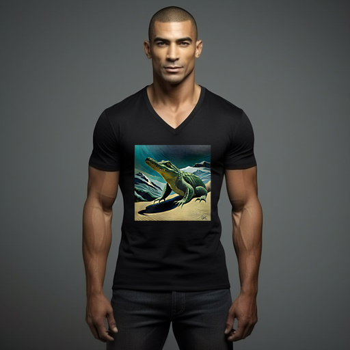 Van Gogh Crocodile V-Neck T-Shirt