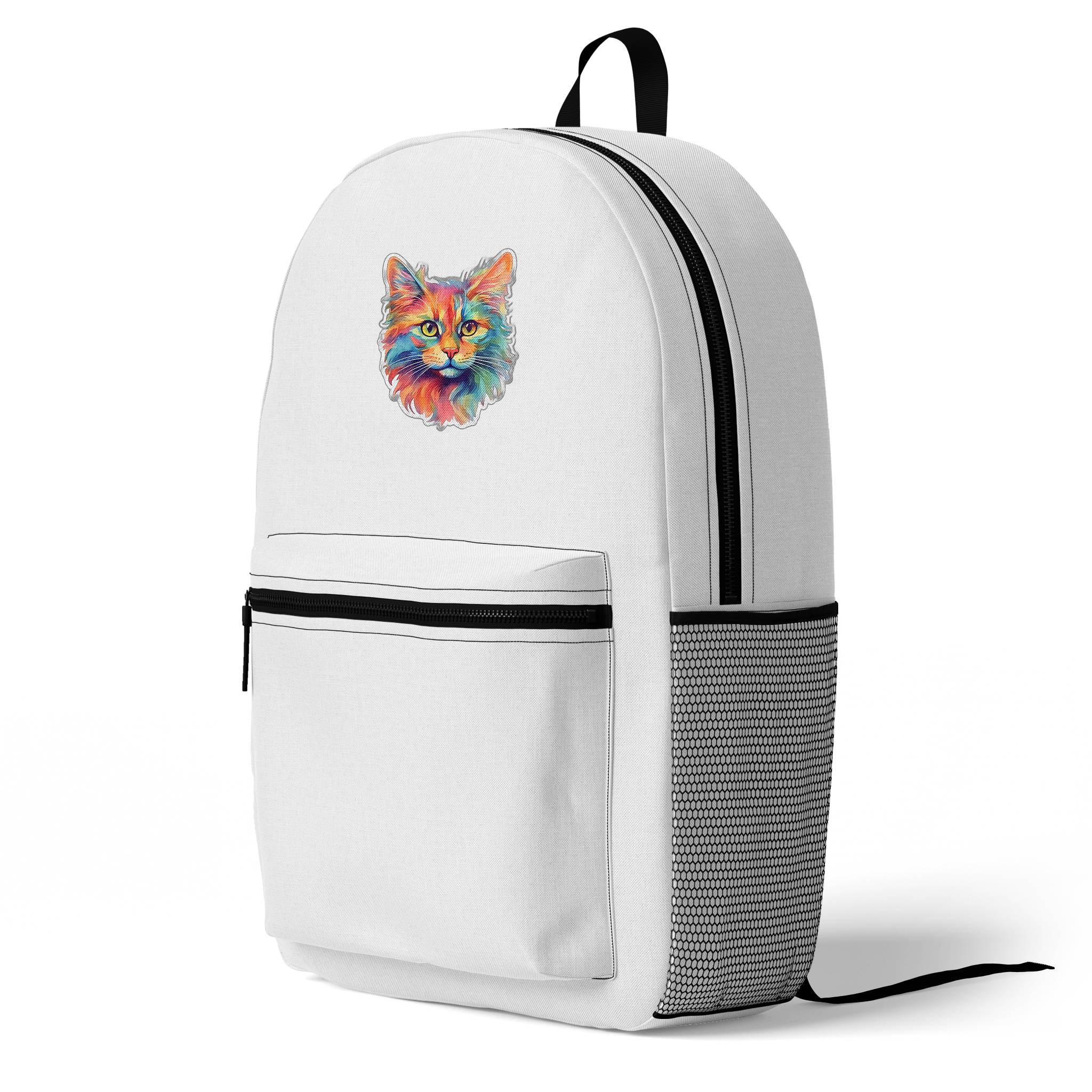 Vibrant Watercolor Cat Sticker 🎒Backpack Logo