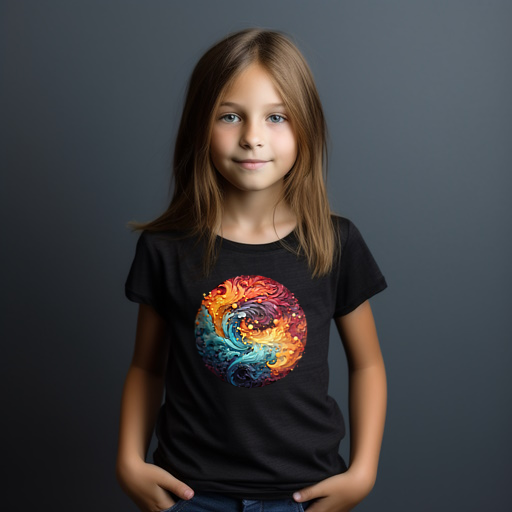 Girl T Shirt👕 - Ying Yang Sticker Exploding Color Rainbow