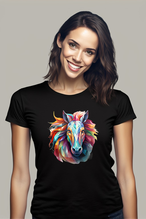 Colorful Unicorn Stylized Triangles Fit T-Shirt