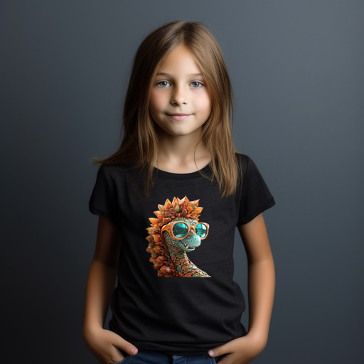 Girl T Shirt👕 w/ Smiling Seahorse, Sunglasses & Coconut Tree Beach