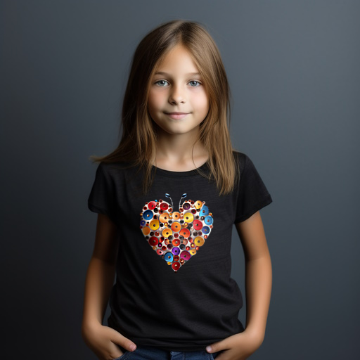 Girl T Shirt👕 with Ladybug of Hearts & Rainbow