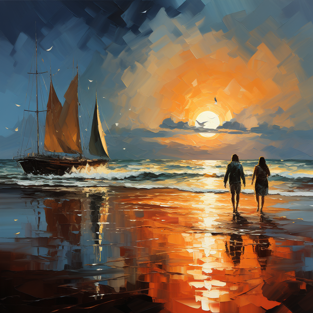 Framed Matte Canvas - Leonid Afremov: Sunset & Ocean