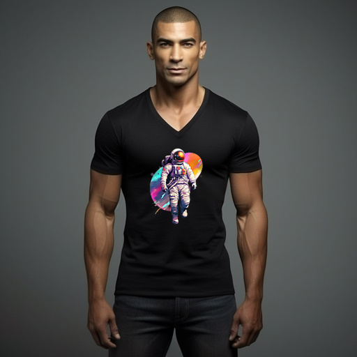 V-Neck T-Shirt: Simple Colorful Astronaut