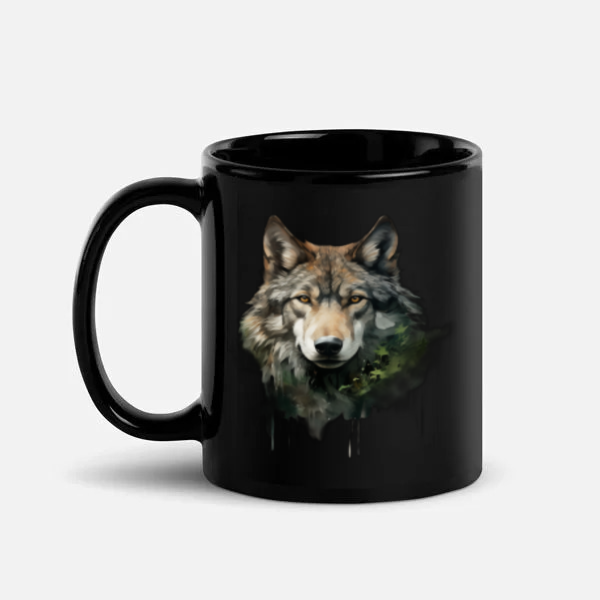 Wolf Mountain Double Exposure White Mug