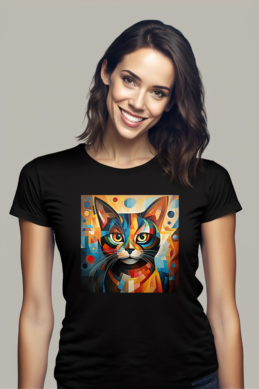 Cat Picasso Fit T-Shirt (V-Neck, 0.5oz, 750px)