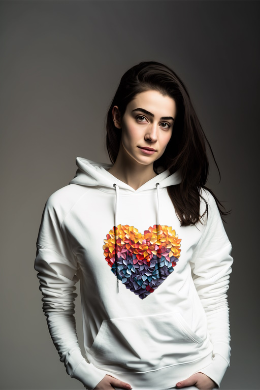 Rainbow-Colored Fitted Heart Hoodie